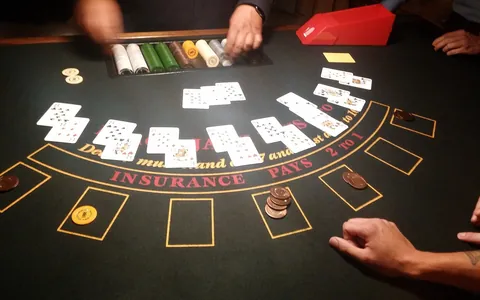 Blackjack table in a casino