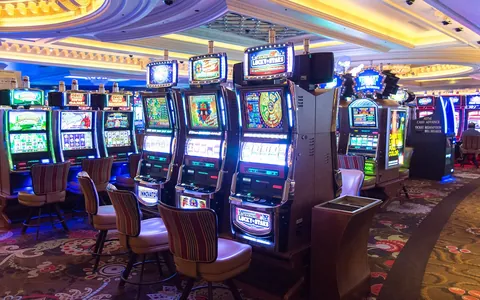 Slot machines on a casino floor